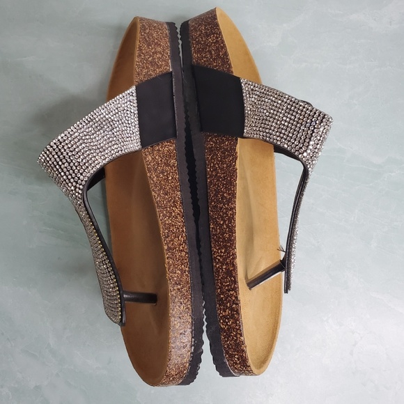 New! Black Buckle Rhinestone Croc Sandal - Picture 5 of 7